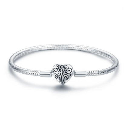 SCB 925 Sterling Silver Bracelet in Classic Style, Size 17.0 for Women