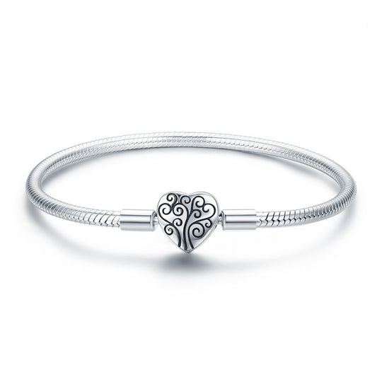 SCB 925 Sterling Silver Bracelet in Classic Style, Size 17.0 for Women