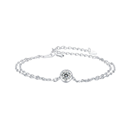 925 Sterling Silver 0.50 Carat Moissanite Bracelet for Women - 15+6cm - Plated White Gold