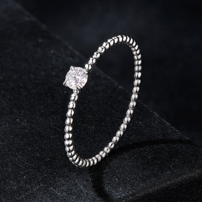 925 Sterling Silver 3mm Moissanite Ring for Women - Size 6
