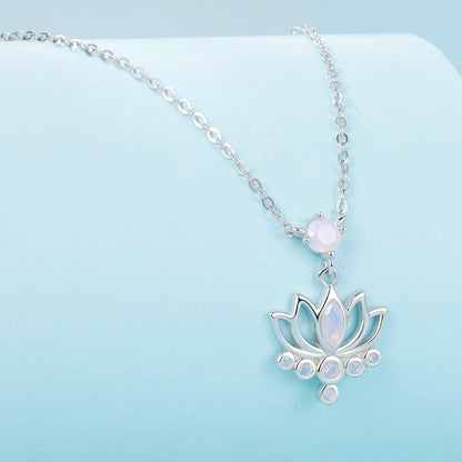 925 Sterling Silver Opal Nanometer Stone Necklace for Women