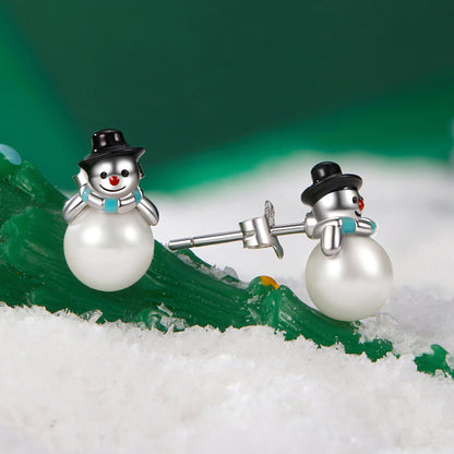 925 Sterling Silver White Gold Plated Quality Shell Pearl Earrings