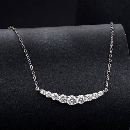 925 Sterling Silver 38+5cm White Gold Plated Moissanite Necklace for Women