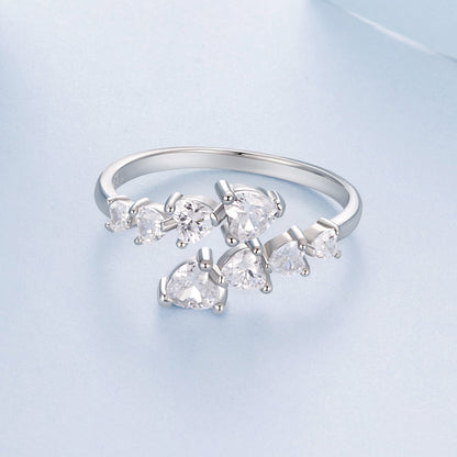 925 Sterling Silver White Gold Plated Pavé Setting Rings for Women