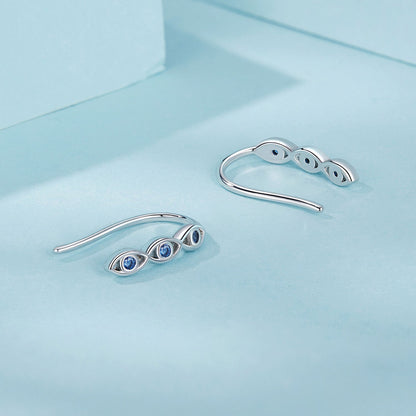 925 Sterling Silver CZ Pavé Earrings 13*2mm for Women