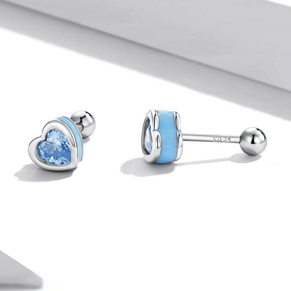 925 Sterling Silver Earrings with Pavé Setting and Enamel for Women