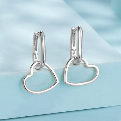 925 Sterling Silver Earrings with Love Pendant for Women