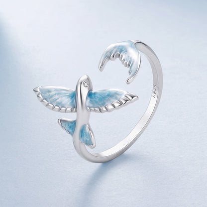 925 Sterling Silver White Enamel Pavé Set CZ Ring for Women