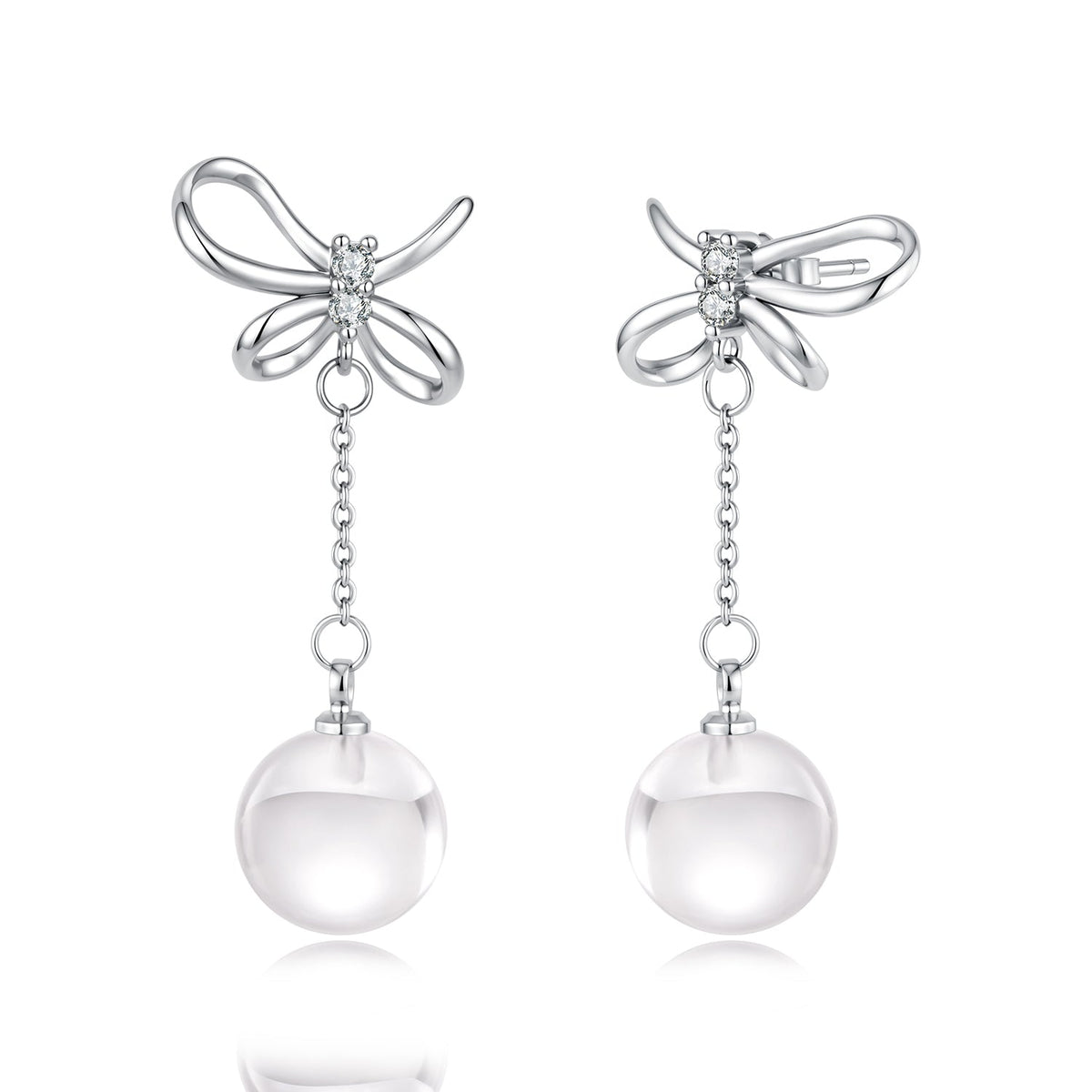 White Gold Plated Crystal Pavé CZ 3.8*1.6cm S925 Silver Needle Earrings for Women