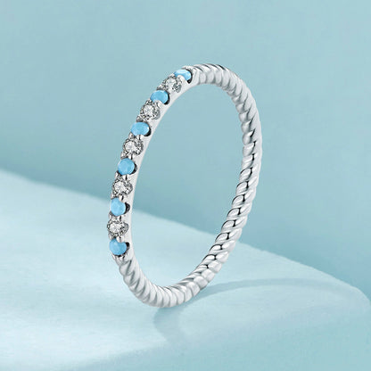 925 Sterling Silver White Gold Plated Turquoise Ring Size 6.0 for Women