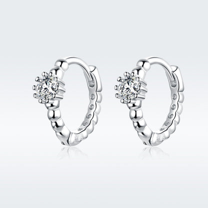 925 Sterling Silver Earrings with Pavé Setting CZ - 1cm for Women