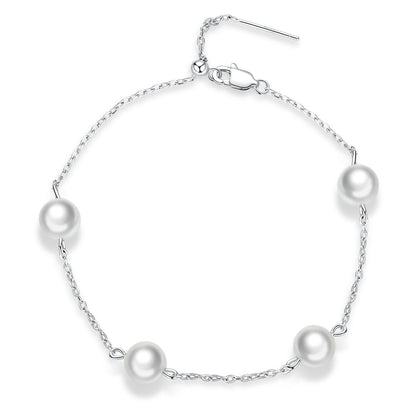 925 Sterling Silver Adjustable Pearl Bracelet for Women