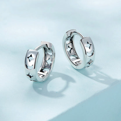 925 Sterling Silver Oxidized Earrings for Women 1.2*0.4cm