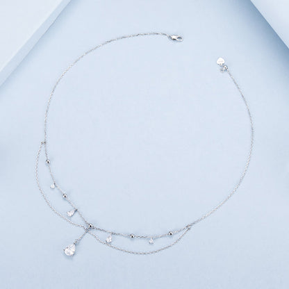925 Sterling Silver 400mm CZ Pavé Setting Necklace for Women