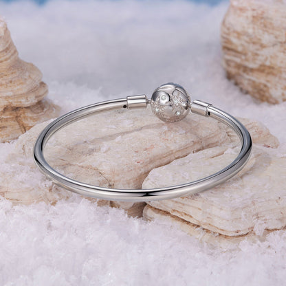 925 Sterling Silver Pavé Setting CZ Bracelet with White Gold Plating for Women - Size 17.0