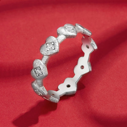 925 Sterling Silver Pave Setting CZ White Gold Plated Ring Size 6 for Women