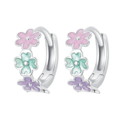 925 Sterling Silver Enamel White Gold Plated Earrings for Women