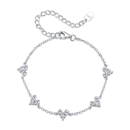 925 Sterling Silver Bracelet with White Gold Plating and CZ Paving for Women