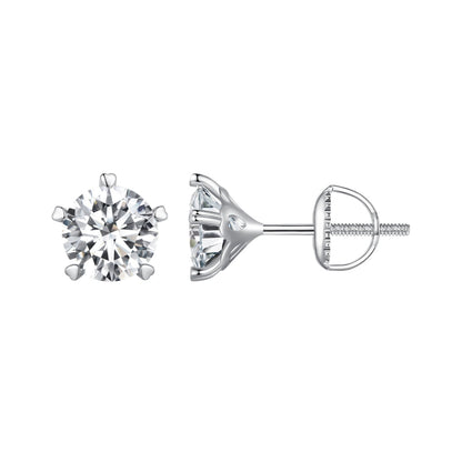 925 Sterling Silver Moissanite 0.50 Carat Earrings 6.0mm for Women
