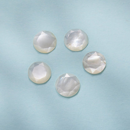925 Sterling Silver White Gold-Plated Ring with Nacre Pendant - Style E for Women