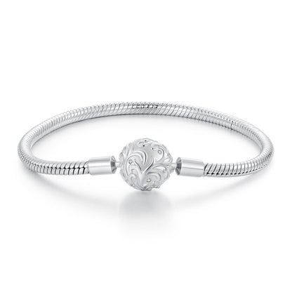 925 Sterling Silver White Gold Plated 17cm CZ Pavé Bracelet for Women