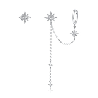 S925 Sterling Silver Earrings with CZ in Pavé Setting, 5.9cm Length, 1cm Size for Women
