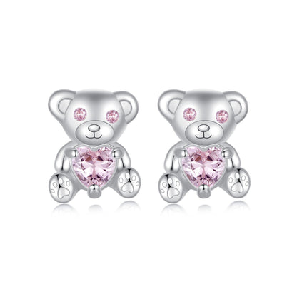 925 Sterling Silver Earrings with CZ in White Gold Plating