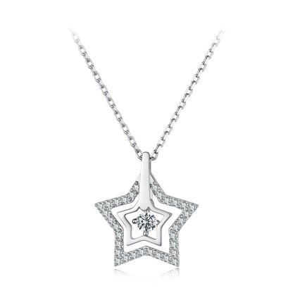 925 Sterling Silver White Gold Plated Moissanite 40+5cm Necklace for Women