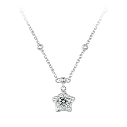 925 Sterling Silver 5mm Moissanite Necklace for Women