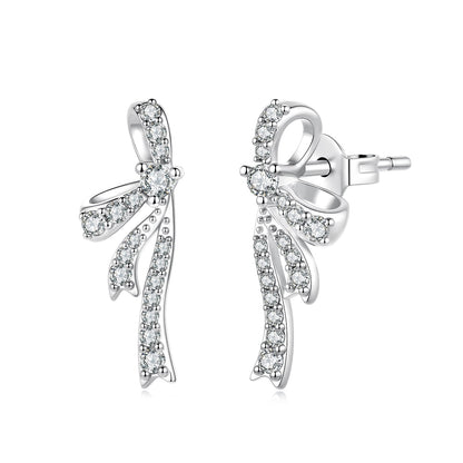 925 Silver White Gold Plated CZ Pavé 1.7 x 0.7 cm Earrings for Women