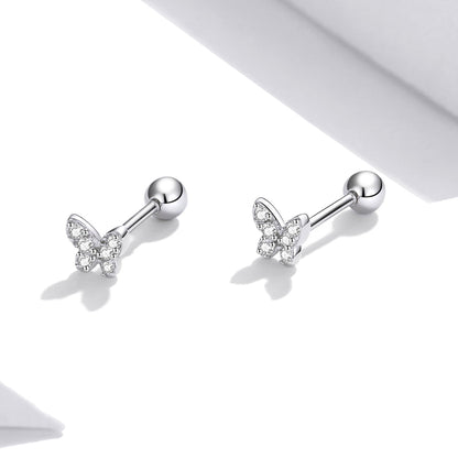 925 Sterling Silver Earrings with CZ in Pavé Setting - 0.4*0.5cm - Women