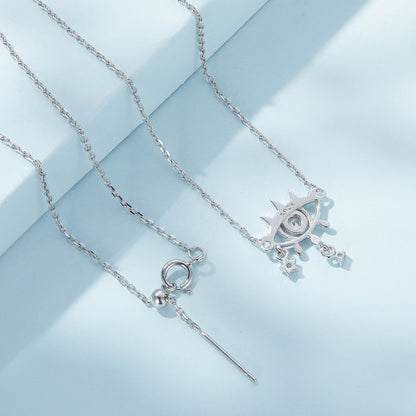 925 Sterling Silver Adjustable Necklaces with Pavé Setting CZ for Women