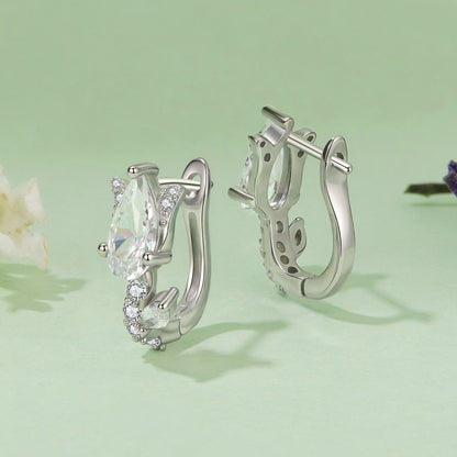 925 Sterling Silver Earrings with White Gold Plating and CZ