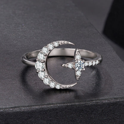 925 Sterling Silver Moissanite 0.25cm White Gold Plated Ring - Size E for Women