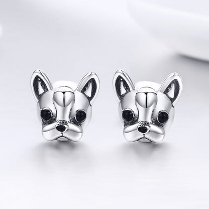 925 Sterling Silver Oxidized Enamel Earrings for Women 1*1cm