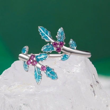 925 Sterling Silver Enamel White Gold Plated Ring with CZ for Women