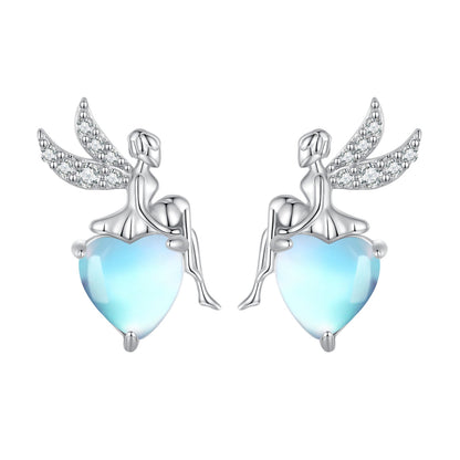 925 Sterling Silver Moonstone CZ Earrings for Women