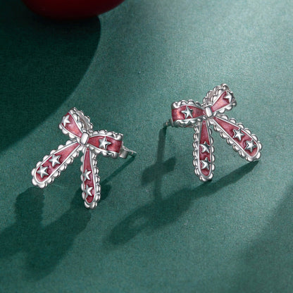 925 Sterling Silver Earrings with Enamel Process in White Gold Plating for Women