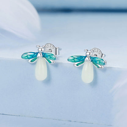 925 Sterling Silver Earrings with Luminous Stone in 10x12mm