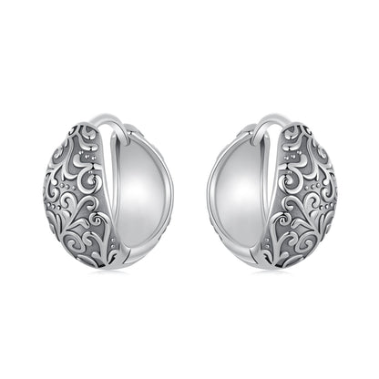 925 Sterling Silver Oxidized Silver Earrings 1.2*0.6cm for Women