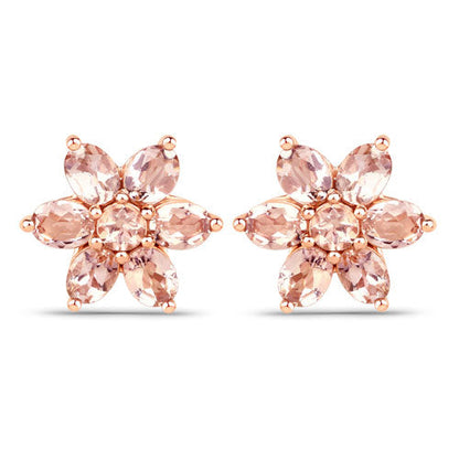 1.98 Carat Genuine Morganite 10K Rose Gold Earrings