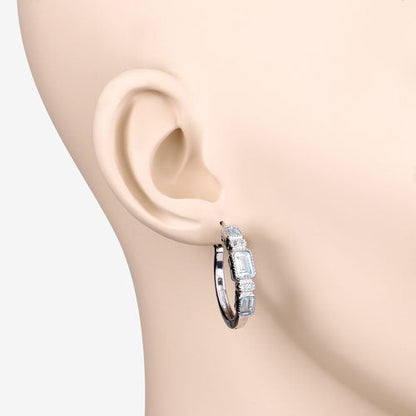 2.66 Carat Genuine Blue Topaz and White Topaz .925 Sterling Silver Earrings