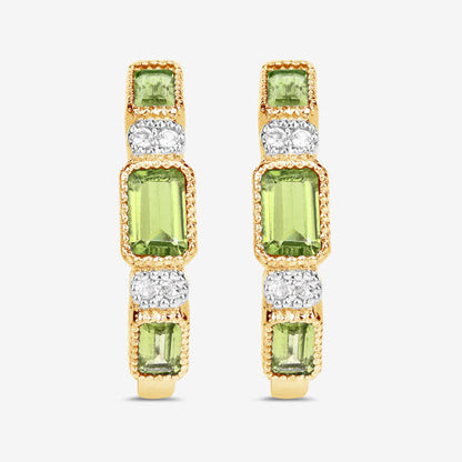 2.40 Carat Genuine Peridot and White Topaz .925 Sterling Silver Earrings