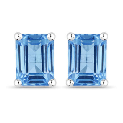 3.20 Carat Genuine Swiss Blue Topaz .925 Sterling Silver Earrings