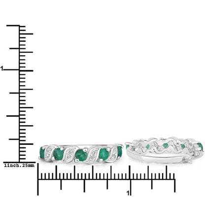 1.08 Carat Genuine Emerald and White Topaz .925 Sterling Silver Earrings