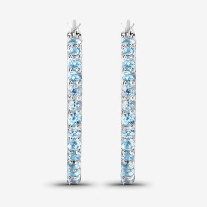 1.73 Carat Genuine Swiss Blue Topaz .925 Sterling Silver Earrings