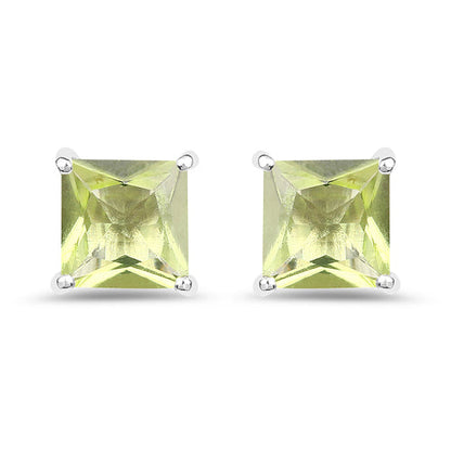 2.00 Carat Genuine Peridot .925 Sterling Silver Earrings