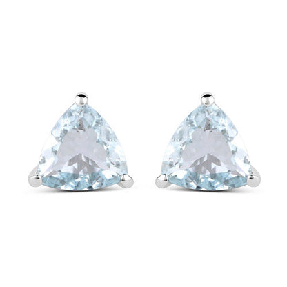 1.26 Carat Genuine Aquamarine .925 Sterling Silver Earrings