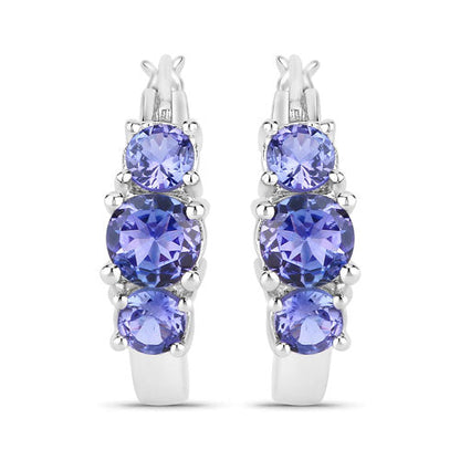 1.58 Carat Genuine Tanzanite .925 Sterling Silver Earrings