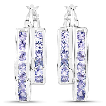 1.40 Carat Genuine Tanzanite .925 Sterling Silver Earrings